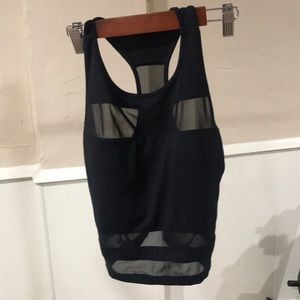 Fabletics black mesh longline sports bra